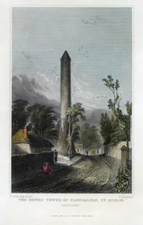 Der Runde Turm von Clondalkin, graviert von Robert Brandard, 1844